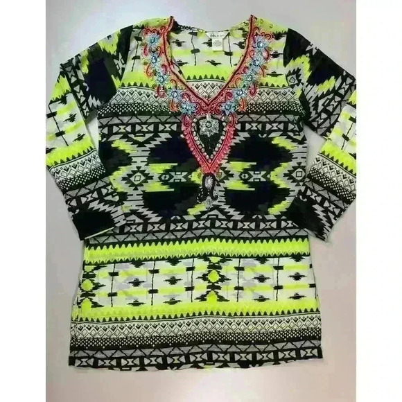 Lucky & Coco Medium Tunic Beach Wear Swim Cover Up Heavily Beaded Embellished - Picture 4 of 13